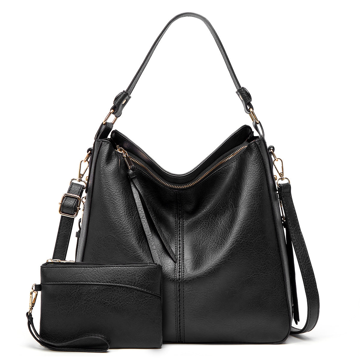 Premium Leather Hobo Anti-Theft Handbag + FREE Pouch Wallet