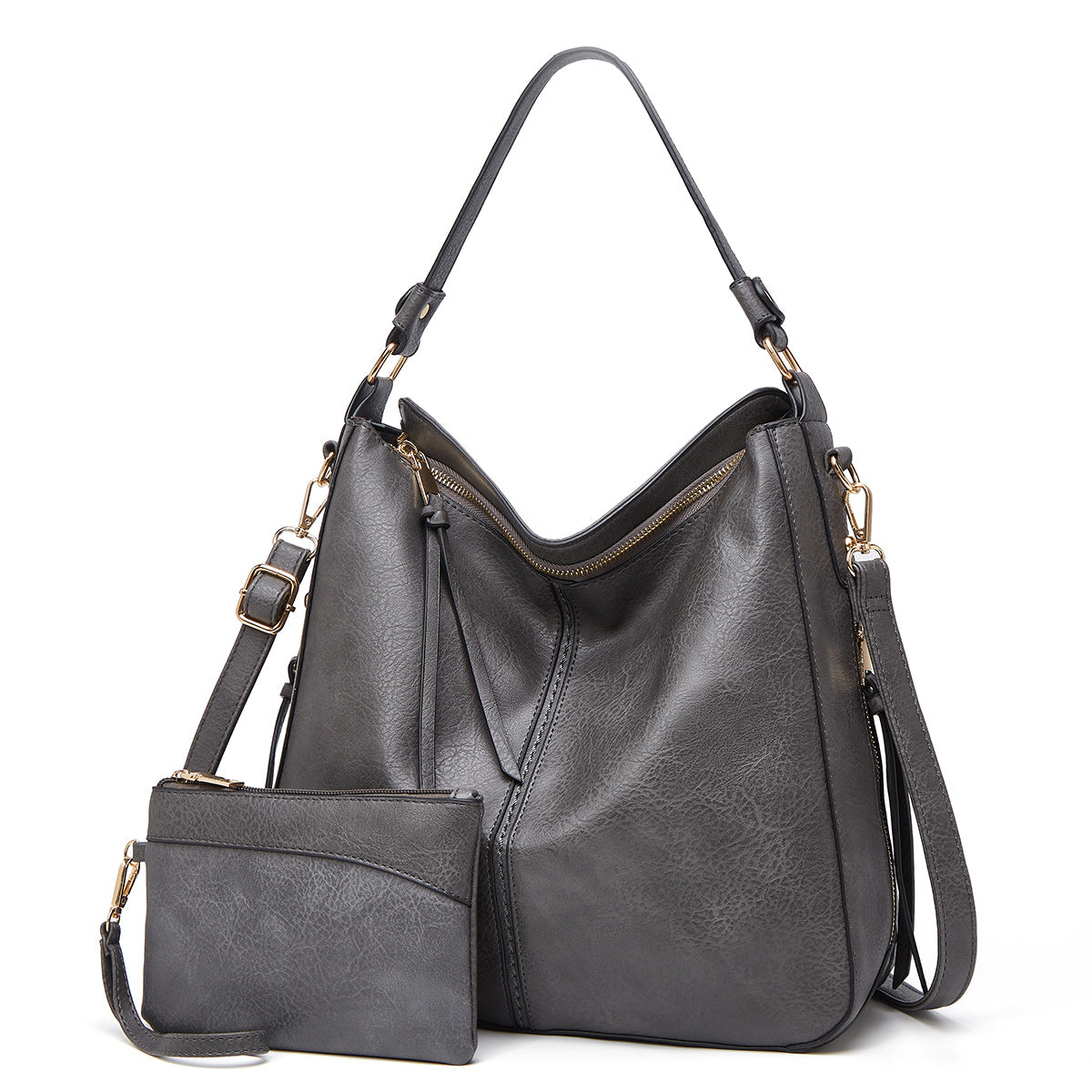 Premium Leather Hobo Anti-Theft Handbag + FREE Pouch Wallet