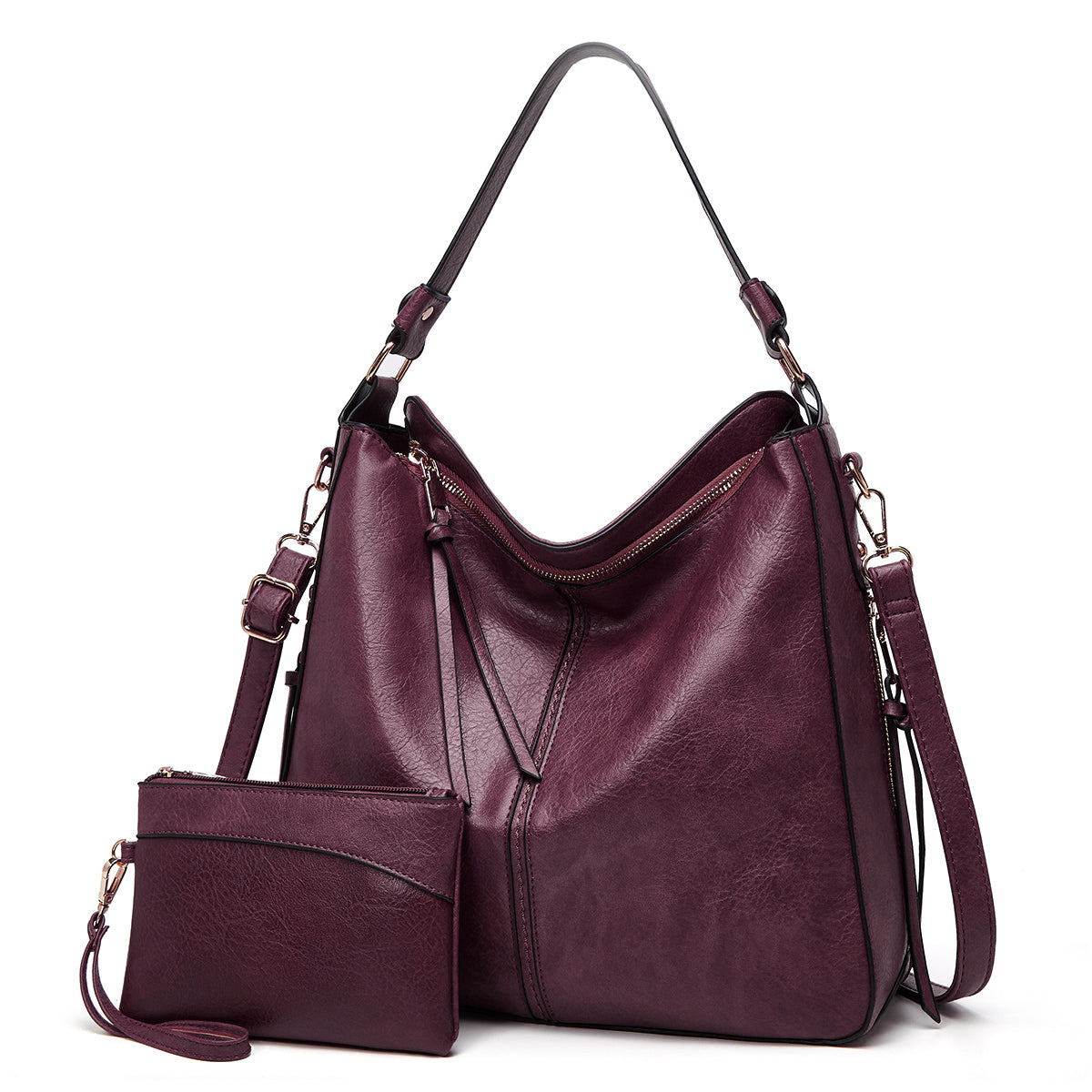 Premium Leather Hobo Anti-Theft Handbag + FREE Pouch Wallet