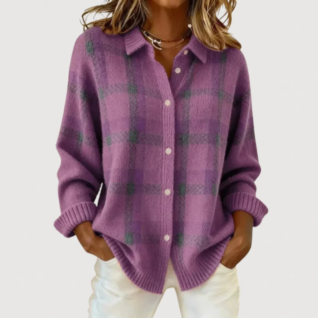 Anna | Plaid Knit Cardigan