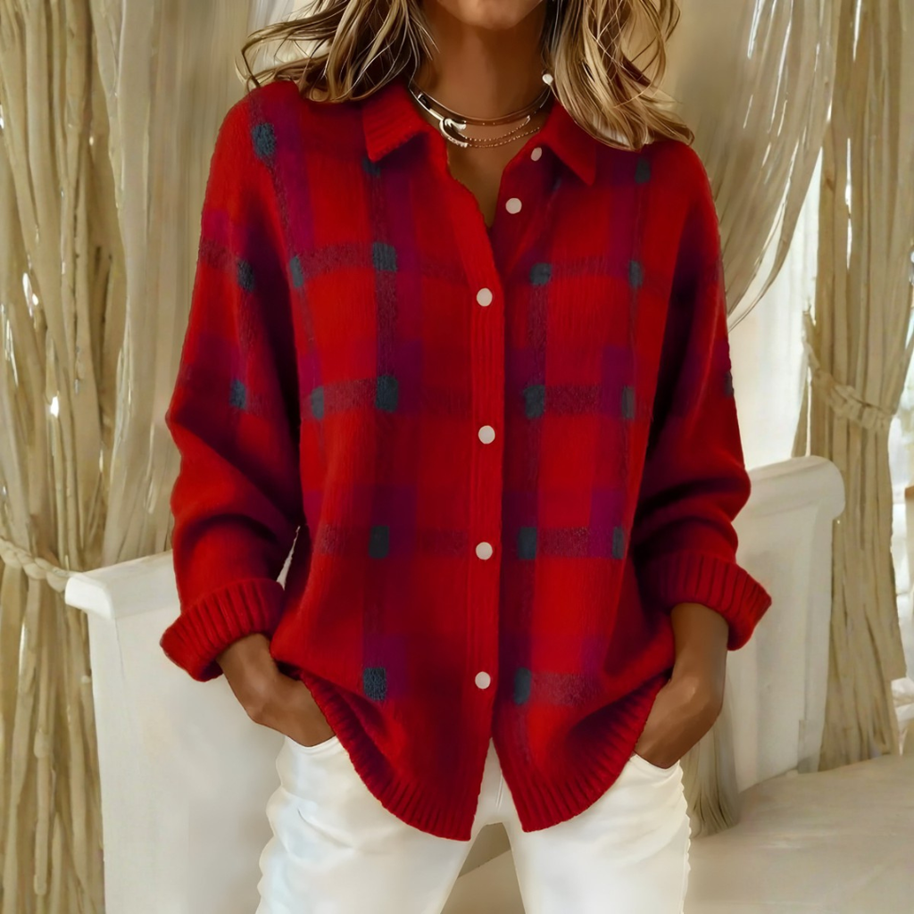 Anna | Plaid Knit Cardigan