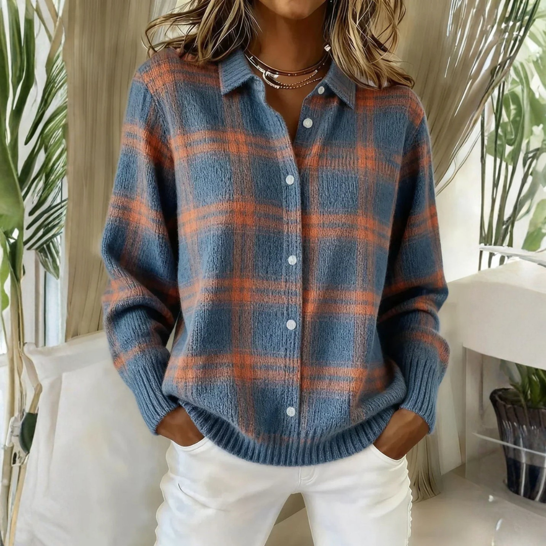 Anna | Plaid Knit Cardigan