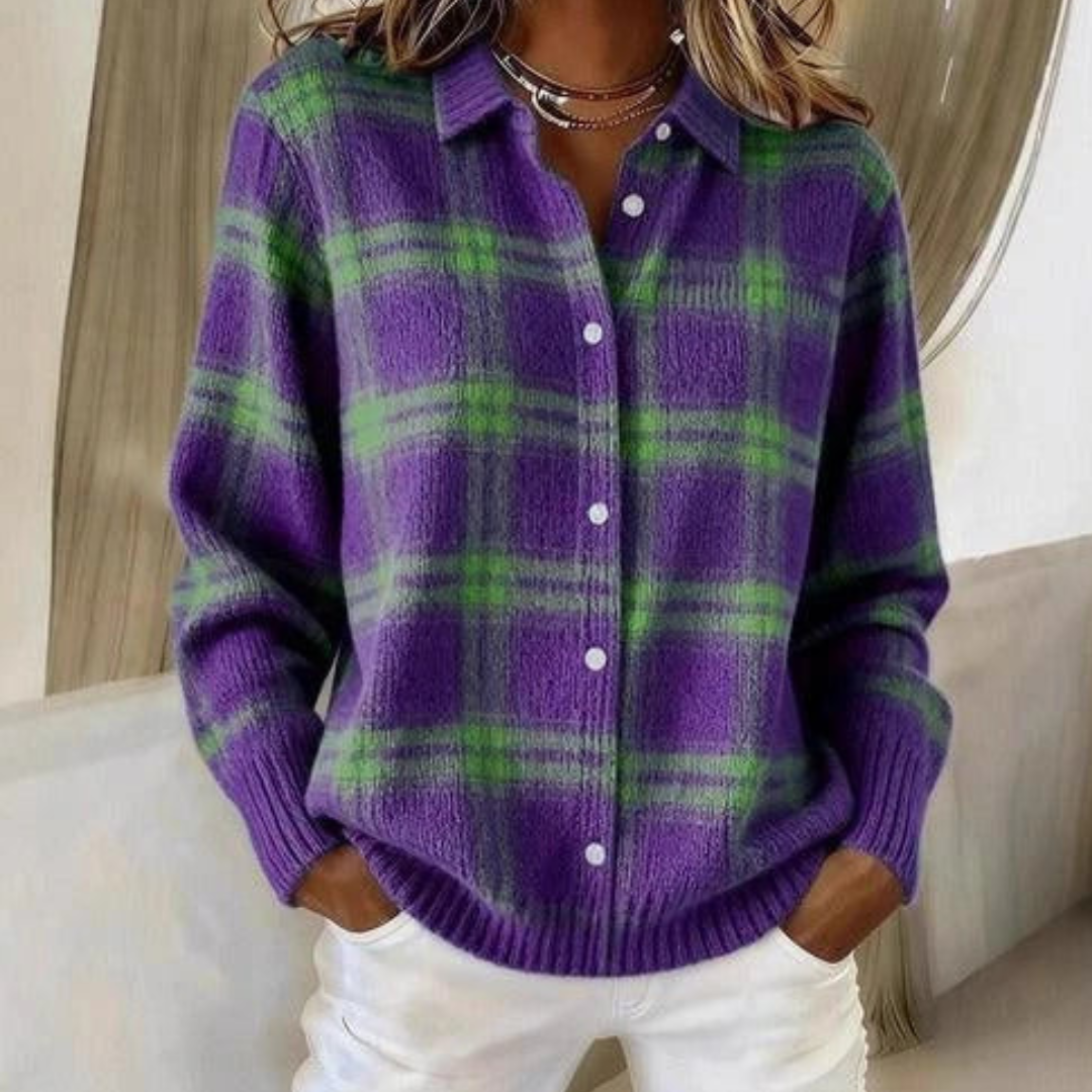 Anna | Plaid Knit Cardigan