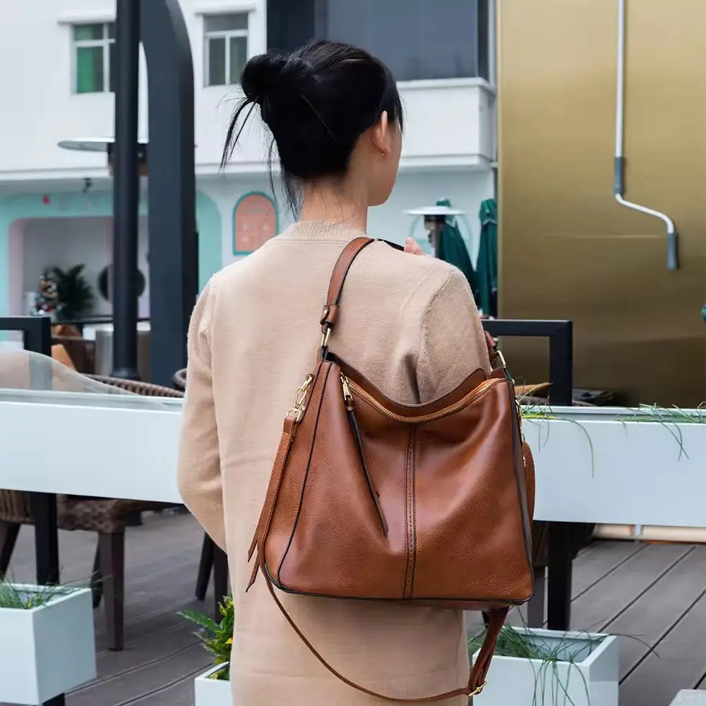 Premium Leather Hobo Anti-Theft Handbag + FREE Pouch Wallet