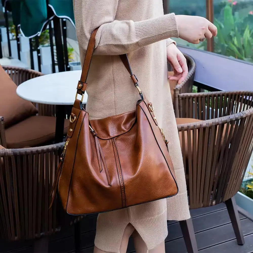 Premium Leather Hobo Anti-Theft Handbag + FREE Pouch Wallet