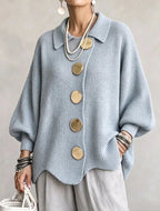 Aveline | Oversized Gold-Button Cardigan