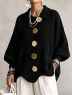 Aveline | Oversized Gold-Button Cardigan