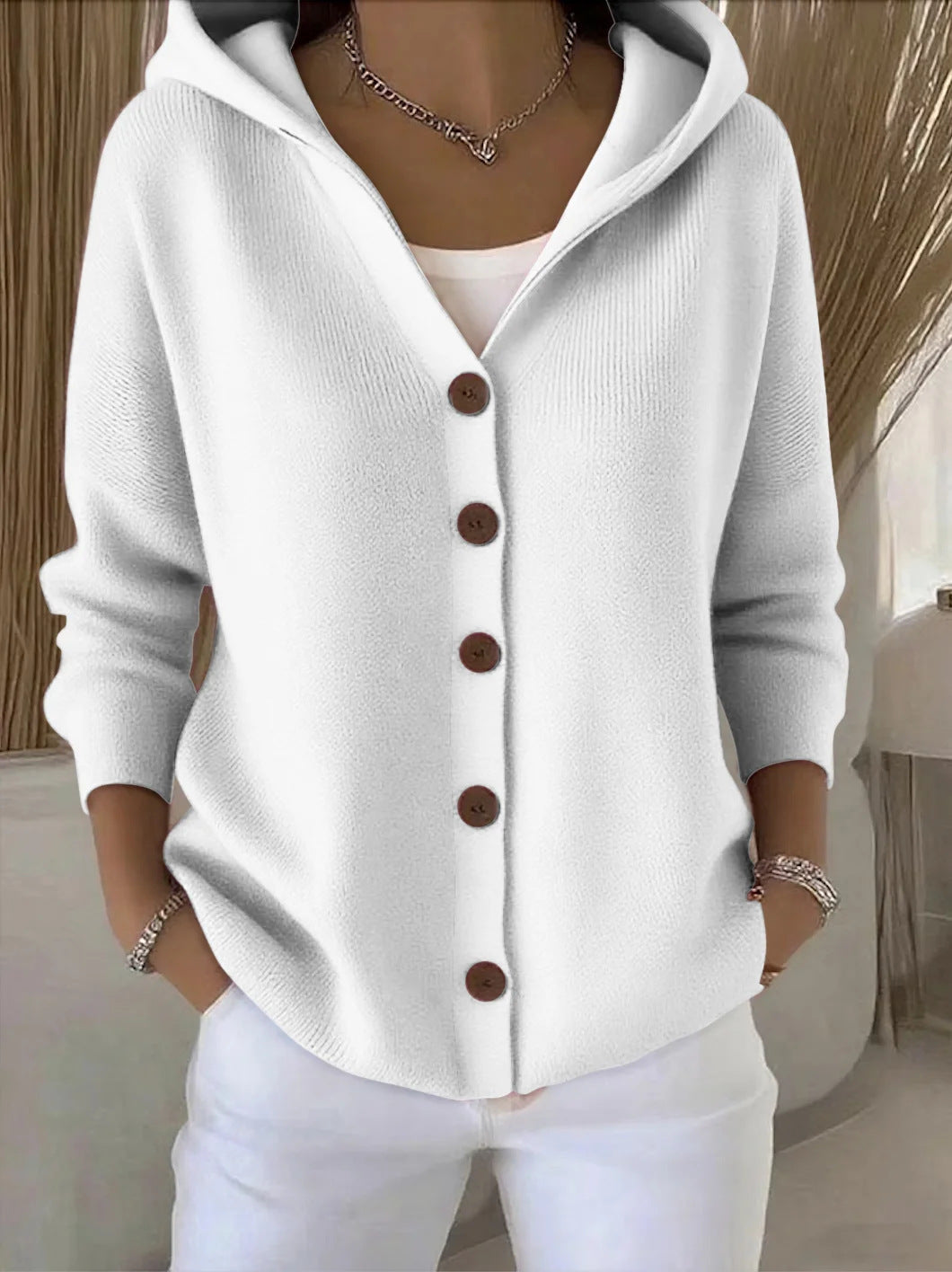 Josette | Soft Cotton Cardigan with Contrast Buttons