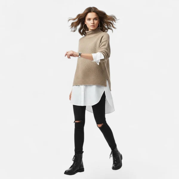 Elara | Soft Ribbed Turtleneck Jumper