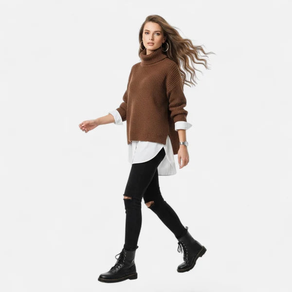Elara | Soft Ribbed Turtleneck Jumper