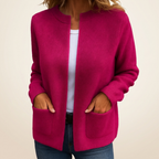 Gilet Colette en maille, coloris rose rouge