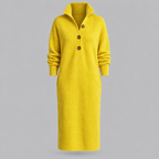 Amelia | Button-Collar Knitted Midi Dress