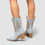 Callie | Embroidered Western Ankle Boots