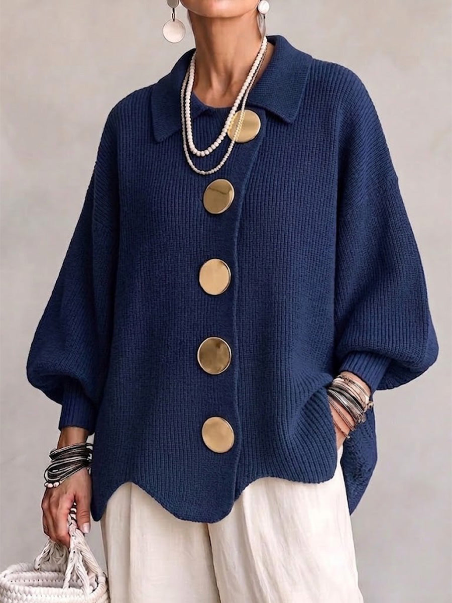 Aveline | Oversized Gold-Button Cardigan