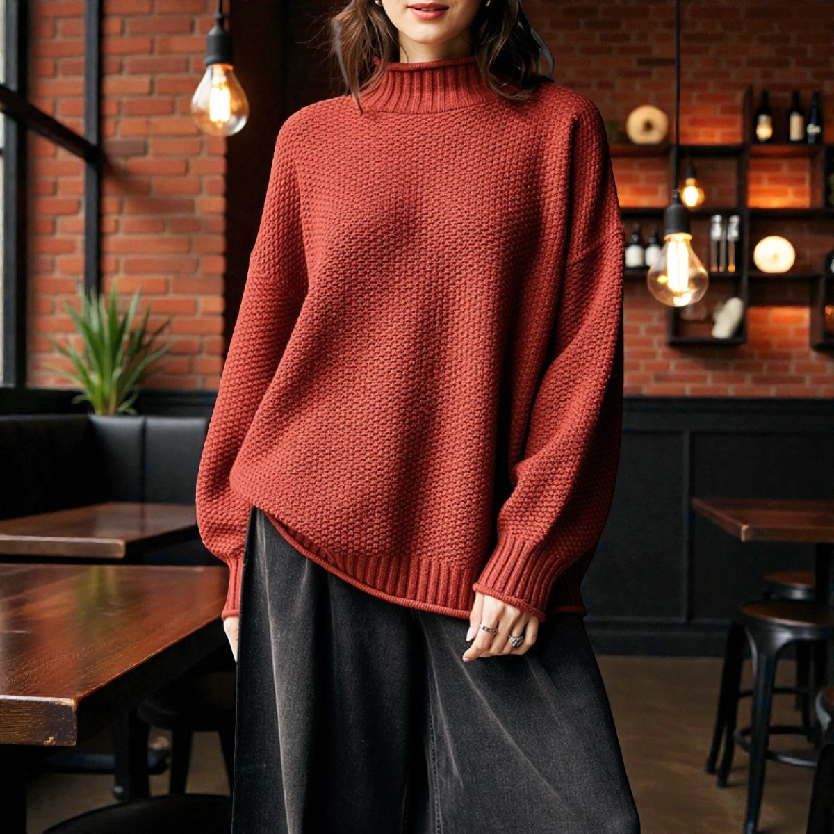 Elara | Soft Ribbed Turtleneck Jumper