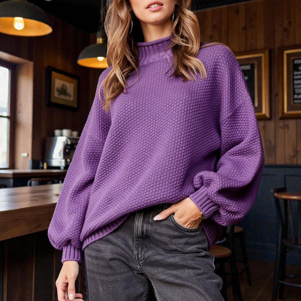 Elara | Soft Ribbed Turtleneck Jumper