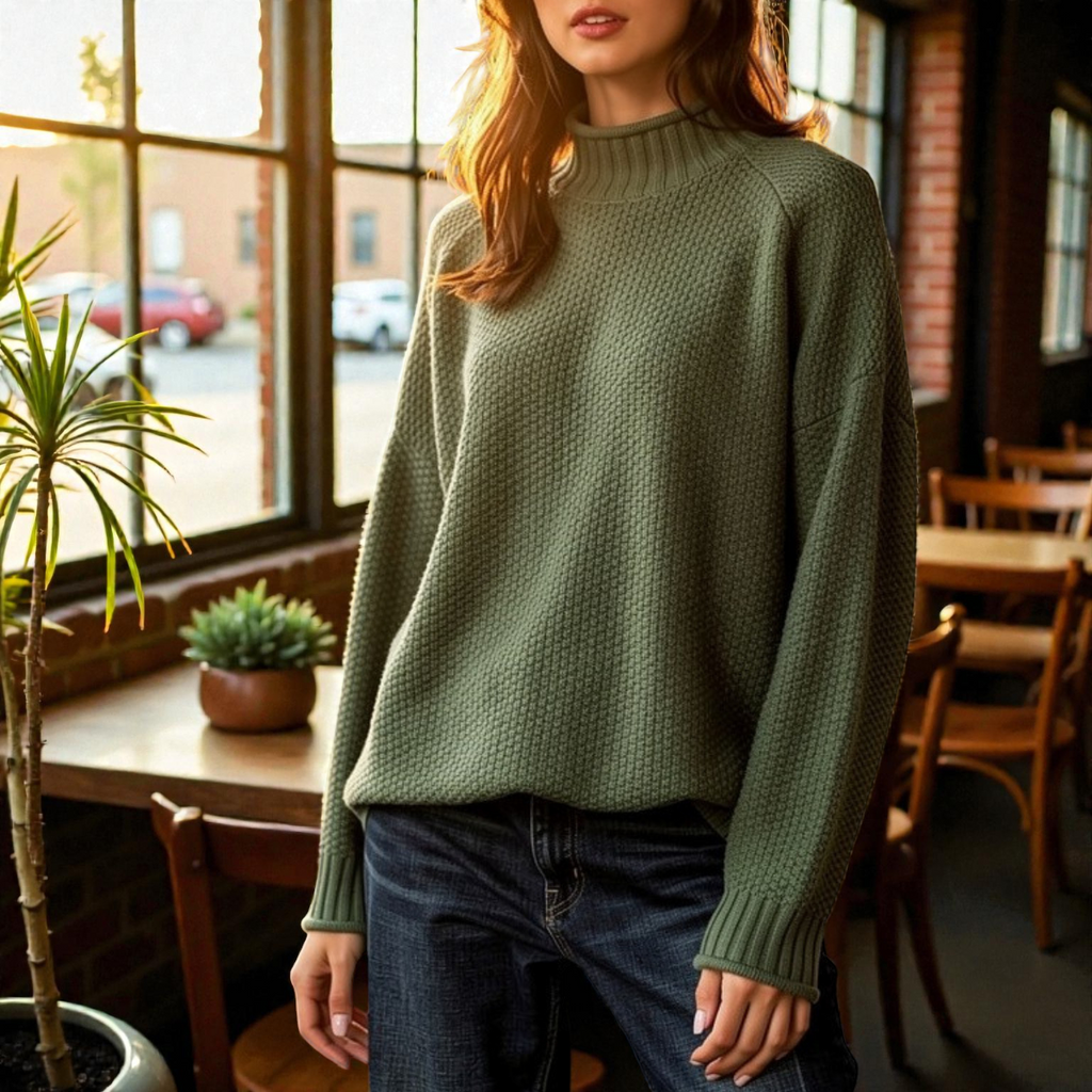 Elara | Soft Ribbed Turtleneck Jumper