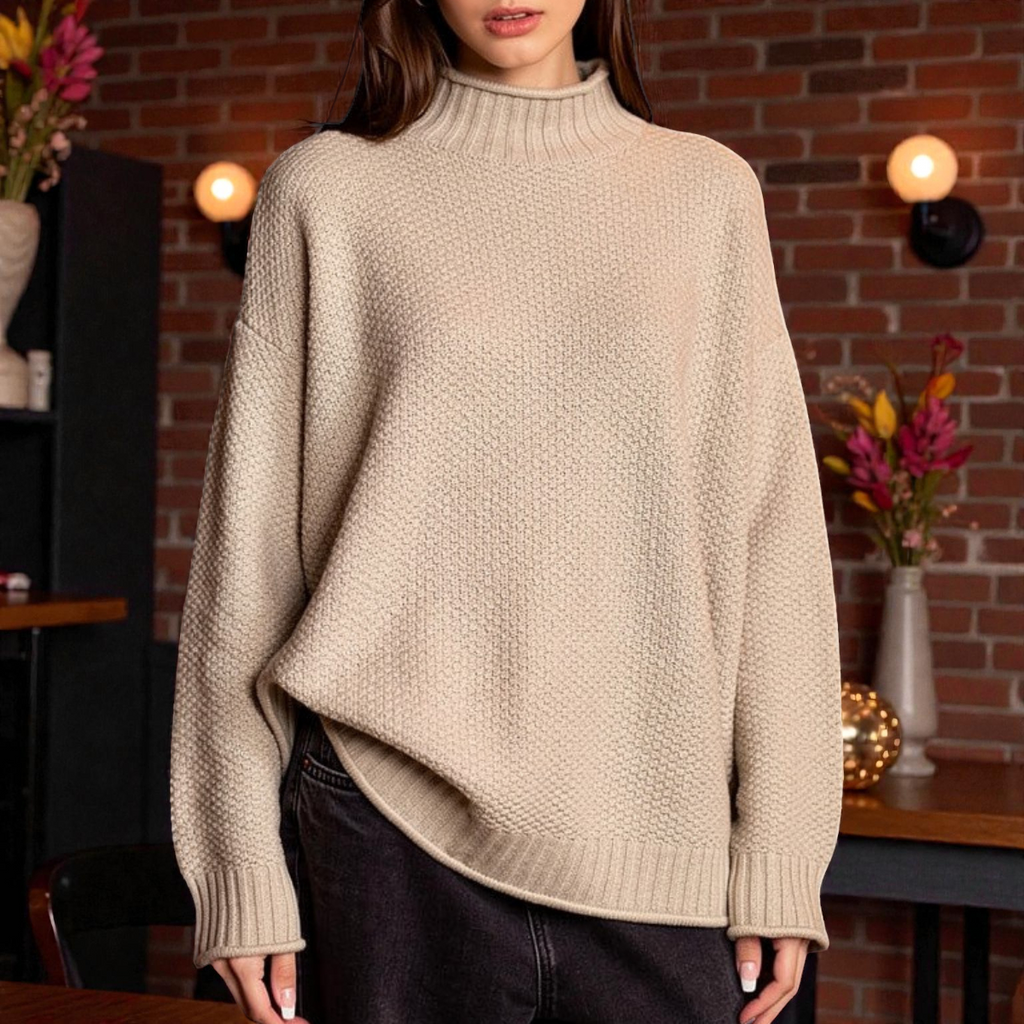 Elara | Soft Ribbed Turtleneck Jumper