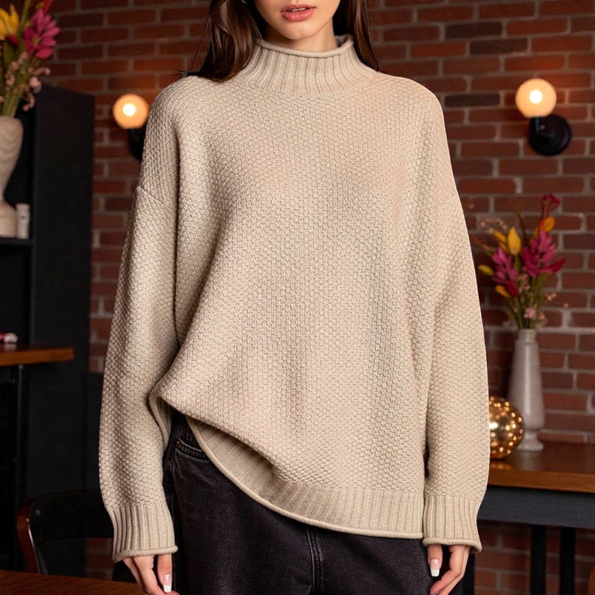 Elara | Soft Ribbed Turtleneck Jumper